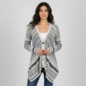 Free People Boho Button Front Asymmetrical Knit Tunic Cardigan